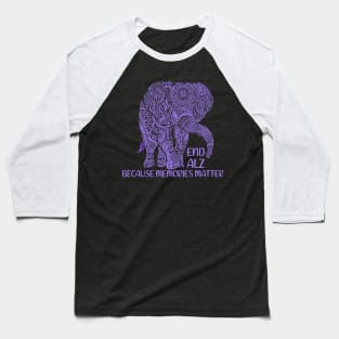 End Alz Memories Matter Elephant Alzheimer's Awareness Baseball T-Shirt